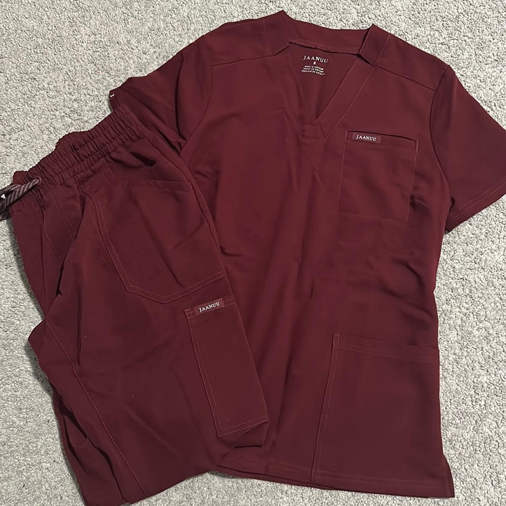 Maroon  color scrub by Jannu .